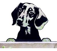 Peeking Dachshund Fence Topper 32cm Black Metal Dog Art Silhouette Garden Decor