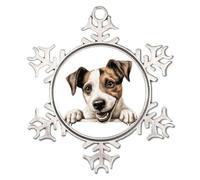 Peeking Dog Parson' Russell Terrier Snowflake Ornaments Round Christmas Tree Ornament 3D Art Portrait Pet Dogs Rustic Keepsake Abstract Pet Puppy Painting Collectible Gift for Indoor Home Decor