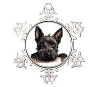 Peeking Dog Scottish Terrier Frame Silver Christmas Tree Ornament Round Cartoon Cute Animal Puppy Personalized Keepsake Cartoon Funny Dog Collectible Gift for Holiday Christmas Tree Party Decorations