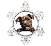 Peeking Dog Staffordshire Bull Terrier Christmas Tree Hanging Ornaments Round Cartoon Cute Animal Puppy Round Keepsake Colorful Dog Animal Art Collectible Gift for Festive Holidays Home Decor