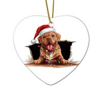 Peeking Dogue De Bordeaux Christmas Ornaments Pet Memorial Gift Hanging Ornaments Holiday Decoration Decorative Ceramic Souvenir Gift for Him Her