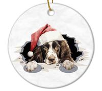 Peeking English Springer Spaniel Christmas Ceramic Ornaments Christmas Souvenirs Dog Pet Lovers Vintage Ornament For Christmas Family Members 3 IN