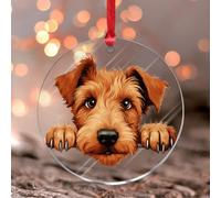 Peeking Irish Terrier Christmas Ornaments Gift for Dog Mom Christmas Tree Ornament Keepsake Festive Holidays Home Decor Farmhouse Clear Round Acrylic Ornament Pendant Gift for Him Her