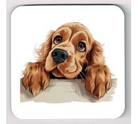 Peeking Peeping English Cocker Spaniel Image Coaster, English Cocker Spaniel Coaster