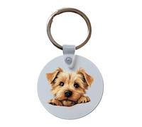 Peeking Peeping Norfolk Terrier Image Keyring, Norfolk Terrier Keyring Gift