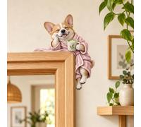 Peeking Pup Doorway Topper 17cm Wooden Dog Door Decor Double-Sided Print | 17cm wooden peeking pup doorway topper with double-sided print. Playful dog decor for door frames or entryways.