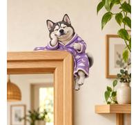 Peeking Pup Doorway Topper 17cm Wooden Dog Door Decor Double-Sided Print | 17cm wooden peeking pup doorway topper with double-sided print. Playful dog decor for door frames or entryways.