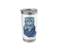 Peeking Scottish Fold Cat in Pocket Stainless Steel Insulated Tumbler