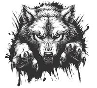 Peeking Wild Wolf with Paws Decals for Car, 3D Popping Wolf with Black and White, Wolf Claw Graphic Decal, Wolf Motif, Decals for Men Boys, Suitable for Car Vehicle Bike Van RV (Monochrome)