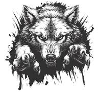 Peeking Wild Wolf with Paws Decals for Car, 3D Popping Wolf with Black and White, Wolf Claw Graphic Decal, Wolf Motif, Decals for Men Boys, Suitable for Car Vehicle Bike Van RV (Monochrome)