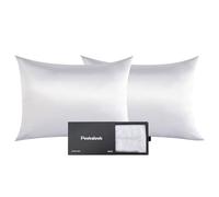 PEEKSLEEK Silk-Satin Blend Silk Pillow Cases with Hidden Zipper - Luxurious, Anti-Aging Satin Pillow Covers, 22-Momme Silky Feel, 2-Pack for Hair & Skin Care for Women & Men (White, Queen)