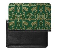 Peel And Stick Art Deco Passport Holder for Travel Document Holders PU Leather Credit Card Holder Minimalist Front Pocket Wallet Fashion Passport Wallet Cover Case Slim Bifold