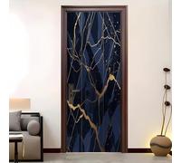 Peel and Stick Art Doors Stickers Decor Minimalist Marble Art Style Vinyl Self-Adhesive Waterproof Door Murals 88x200 cm Blue 3D Door Poster Decals for Children's Room Bedroom Bathroom