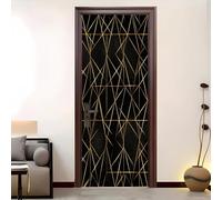 Peel and Stick Art Doors Stickers Decor Modern Abstract Geometric Lines Vinyl Self-Adhesive Waterproof Door Murals 82x200 cm Black 3D Door Poster Decals for Children's Room Bedroom Bathroom