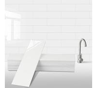 Peel and Stick Backsplash Wall Tile for Kitchen, 24-Sheet Subway Adhesive PVC Mosaic Tiles Decorative Backsplash Tiles Stick on Bathroom（Ivory White）