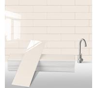 Peel and Stick Backsplash Wall Tile for Kitchen, 24-Sheet Subway Adhesive PVC Mosaic Tiles Decorative Backsplash Tiles Stick on Bathroom（Beige）