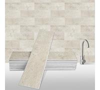 Peel and Stick Backsplash Wall Tile for Kitchen, 24-Sheet Subway Adhesive PVC Mosaic Tiles Decorative Backsplash Tiles Stick on Bathroom(Ivory Yellow)