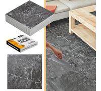 Peel and Stick Floor Tiles Self Adhesive - 20 Pack / 44.99 ft² (4.18 m²) Square Vinyl Flooring Stick on Floor Tiles - 18”x18” (45.7x45.7cm) For Kitchen, Living Room - Marble Black