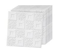 Peel and Stick Foam Drop Ceiling Tiles 12x12 in, White 3D Textured Self Adhesive Ceiling Wallpaper, Waterproof Square Ceiling Tile Stickers for Home Decor