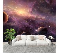 Peel and Stick HD Decoration Wallpaper UniverseSpacePlanets Antifouling Indoor Easy Peel Off Mural Stickers 400x280 cm Purple for Living Room Bedroom Children's Room Photo Wallpaper
