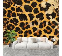 Peel and Stick Mural Decoration Photo Wallpaper 250x175 cm 3D Leopard Print Theme DIY Waterproof Antifouling Removable Wall Covering Yellow Indoor Panoramic Wallpaper Gift Wall Stickers