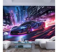 Peel and Stick Mural Panoramic 3D Wallpaper Sports car Automobile Future Technology Giant Bedrooms Indoor Living Room Bedroom Decorate Any Size Paste Children Non-Woven Cloth Fresco Wallcoverings