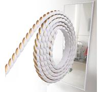 Peel And Stick PVC Wall Molding Trim, 16.4ft Flexible Panel Moulding For Home Decoration, 3D Wallpaper Border, TV Background Wall, Wall Decor(White+Gold,1.0cm x 5.0m)