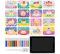 Peel And Stick Sand Art - DIY Craft Kits, Color Sand Art Pictures Peel And Stick Kits, DIY Colored Sands Craft Set With 12 Colors Sands | 1 Brush, 1 Tray, 16 Peels & Sprinkle Pictures For Fun Arrt Act