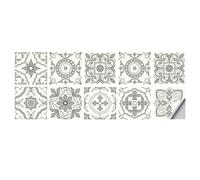 Peel and Stick Tiles - 50 Pcs Black Victorian Moroccan Mosaic Style Tile Stickers for Wall, Kitchen, Bathroom - 15x15cm Removable Decals