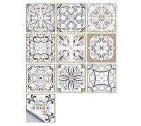 Peel and Stick Tiles - 50 Pcs Black Victorian Moroccan Mosaic Style Tile Stickers for Wall, Kitchen, Bathroom - 15x15cm Removable Decals