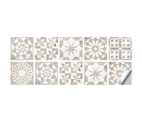 Peel and Stick Tiles - 50 Pcs Black Victorian Moroccan Mosaic Style Tile Stickers for Wall, Kitchen, Bathroom - 15x15cm Removable Decals