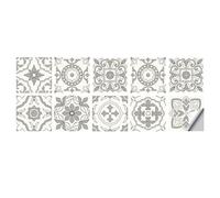 Peel and Stick Tiles - 50pcs Black & White Moroccan Mosaic Style Tile Stickers for Kitchen Bathroom Wall - 15x15cm Waterproof Vinyl Removable Decals