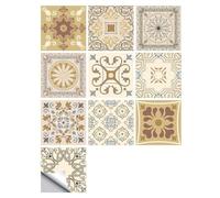 Peel and Stick Tiles - 50pcs Black & White Moroccan Mosaic Style Tile Stickers for Kitchen Bathroom Wall - 15x15cm Waterproof Vinyl Removable Decals