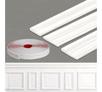 Peel and Stick Wall Moulding Trim, Self Adhesive Flexible PVC Decorative Strip, 3D Chair Rail Panel Moulding for Walls, DIY Home Decor - Mouldings and Trim for Bedroom Bathroom Kitchen(3mx4cm)