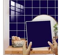 Peel and Stick Wall Panels,DOTBUY-SHOP 40 PCS Solid Color Tile Stickers,Oil-Proof Waterproof Kitchen Bathroom Wall Stickers,PVC Self Adhesive Tiles Stick for Living Room Decor (Navy Blue,15x15cm)