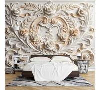 Peel and Stick Wallpaper 3D Embossed Rose Floral Wall Mural Botanical Raised Texture Effect Removable Waterproof Wallpaper for Living Room Bedroom Wall Decor-180 X 280Cm
