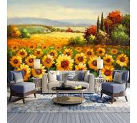 Peel And Stick Wallpaper 3D Plant Sunflower Flower 500(W)X350(H)Cm Wallpaper Wall Murals Living Room Hotel Restaurant Hall Entrance Study Room Background Self-Adhesive Canvas Wall Decoration -4332282