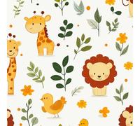Peel and Stick Wallpaper Animal Self Adhesive Wallpaper 40×600CM, Cartoon Lion Giraffe Patterned Sticky Back Plastic Roll, Bathroom Kitchen Cupboard Worktop Vinyl Wrap for Furniture