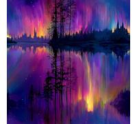 Peel and Stick Wallpaper Aurora Night Sky 44x200 cm Painted Landscape Self Adhesive Contact Paper Easy Peel Off Stick on Wallpaper Renter Friendly Non-Woven Canvas Wall Paper for Bedroom Bathroom