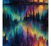 Peel and Stick Wallpaper Aurora Night Sky 44x300 cm Painted Landscape Self Adhesive Contact Paper Easy Peel Off Stick on Wallpaper Renter Friendly Non-Woven Canvas Wall Paper for Bedroom Bathroom