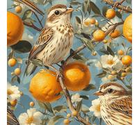 Peel and Stick Wallpaper Bird Orange Branches Vintage Contact Paper with Waterproof Stain-Resistant Surface for Drawers Laundry Room Furniture Makeovers Easy to Install Wall Paper 44 cm x 3 m