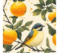 Peel and Stick Wallpaper Bird Orange Leaf Branch Vintage Contact Paper with Waterproof Stain-Resistant Surface for Drawers Laundry Room Furniture Makeovers Easy to Install Wall Paper 44 cm x 3 m