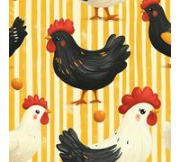 Peel and Stick Wallpaper Cartoon Chicken Self Adhesive Wallpaper 30×600CM, Black White Animal Chicken Patterned Sticky Back Plastic Roll, Bathroom Kitchen Cupboard Worktop Vinyl Wrap for Furniture