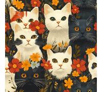 Peel and Stick Wallpaper Cat Flowers Cute Cartoon Contact Paper with Waterproof Stain-Resistant Surface for Drawers Furniture Makeovers Easy to Install Wall Paper 17.3"x393"