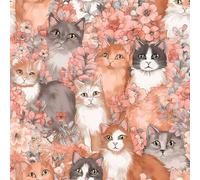 Peel and Stick Wallpaper Cat Watercolor Flowers Pink Contact Paper with Waterproof Stain-Resistant Surface for Drawers Furniture Makeovers Easy to Install Wall Paper 17.3"x393"