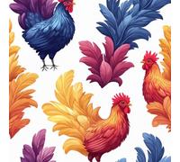 Peel and Stick Wallpaper Colorful Chicken Self Adhesive Wallpaper 30×600CM, Fantasy Animal Chicken Patterned Sticky Back Plastic Roll, Bathroom Kitchen Cupboard Worktop Vinyl Wrap for Furniture