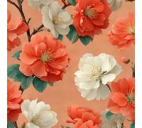 Peel and Stick Wallpaper Floral Orange 44x1000 cm Vintage Luxury Self Adhesive Contact Paper Easy Peel Off Stick on Wallpaper Renter Friendly Non-Woven Canvas Wall Paper for Bedroom Bathroom