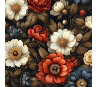 Peel and Stick Wallpaper Flowers Red Leaves Green Contact Paper with Waterproof Stain-Resistant Easy to Install Surface for Bathroom Kitchen Laundry or Other Whole Walls Wall Paper 44 cm x 10 m