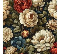 Peel and Stick Wallpaper Flowers Red Leaves Green Contact Paper with Waterproof Stain-Resistant Easy to Install Surface for Bathroom Kitchen Laundry or Other Whole Walls Wall Paper 44 cm x 10 m