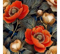 Peel and Stick Wallpaper Flowers Red Leaves Green Contact Paper with Waterproof Stain-Resistant Easy to Install Surface for Bathroom Kitchen Laundry or Other Whole Walls Wall Paper 44 cm x 10 m